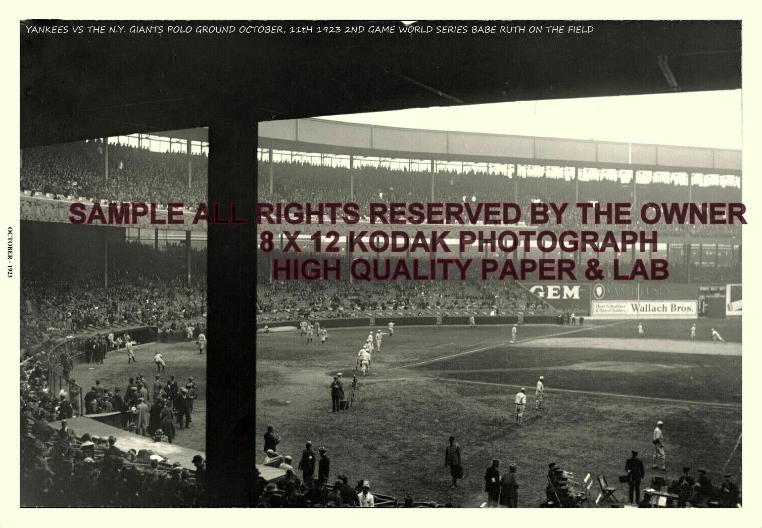 N.y Yankees Vs N.y. Giants @ The Polo Grounds 8x12 Photo Babe Ruth 1923 W.series
