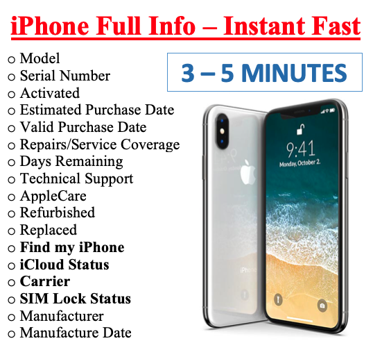 Fast Iphone Info Check - Imei / Simlock / Carrier /find My Iphone /icloud Status