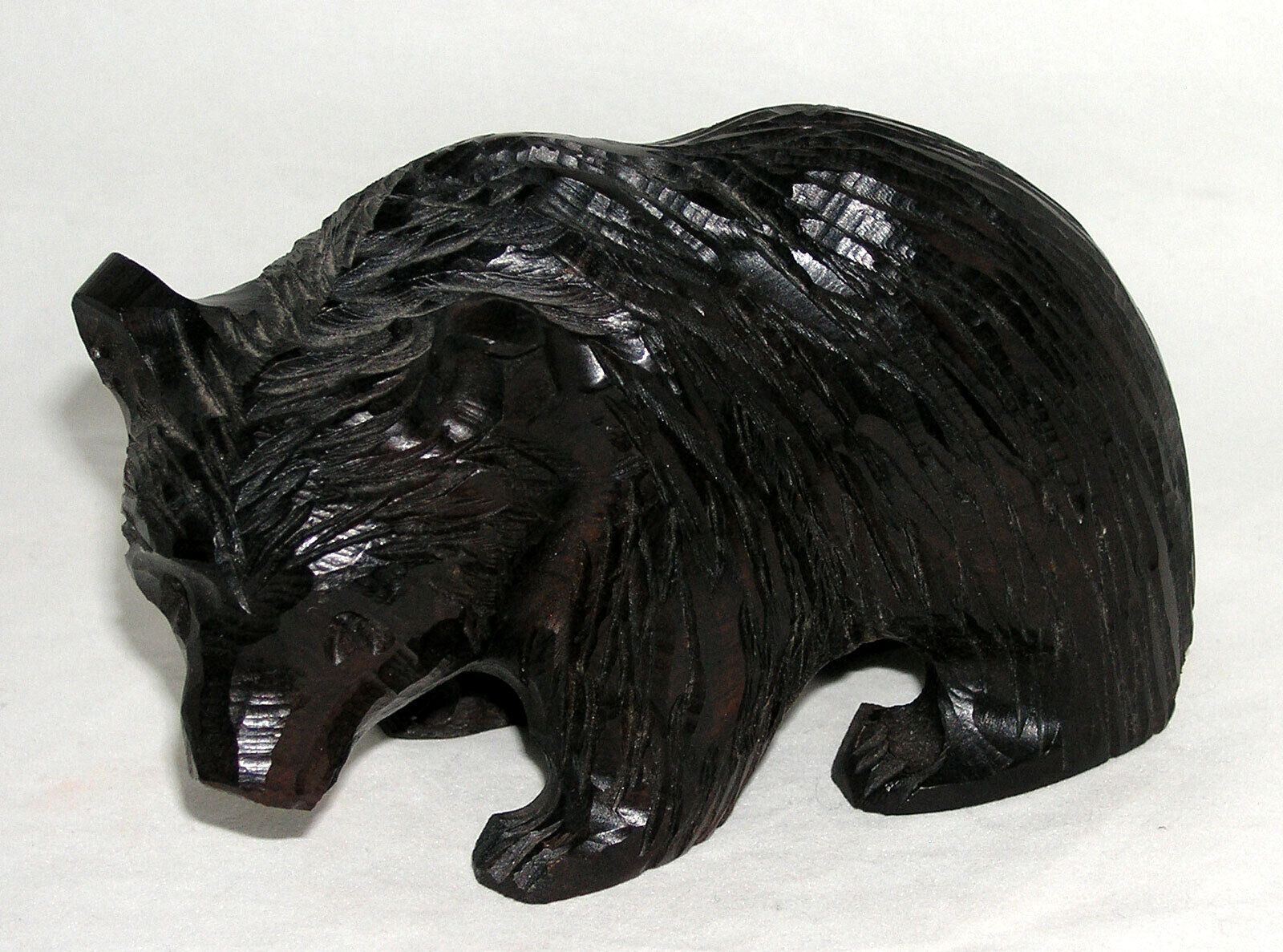 Ironwood Wood Hand Carved Grizzly Bear Textured Sculpture - Decorative Carving