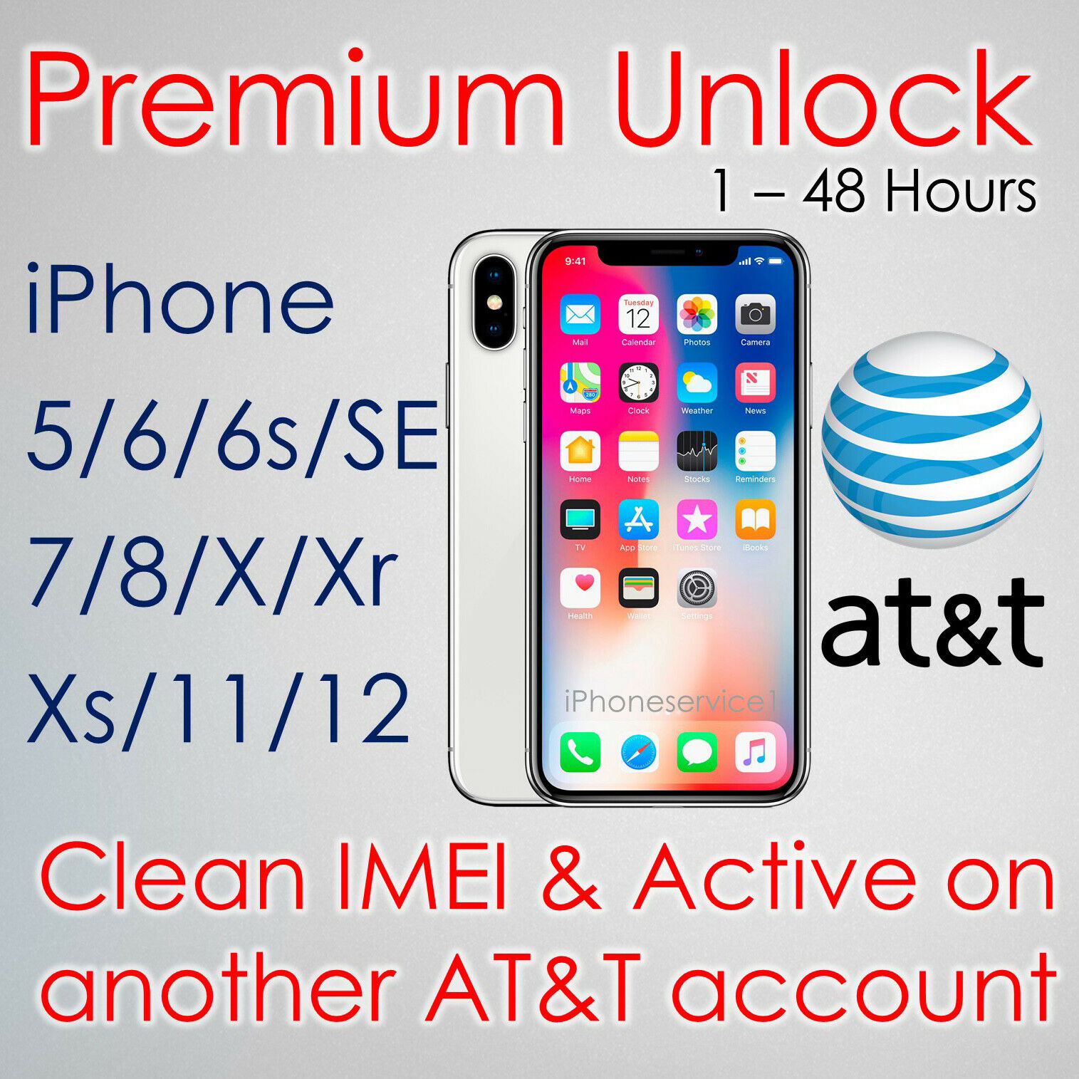 Premium Factory Unlock Service Code For At&t Att Iphone 12 11 Xs Xr X 8 7 6s 6