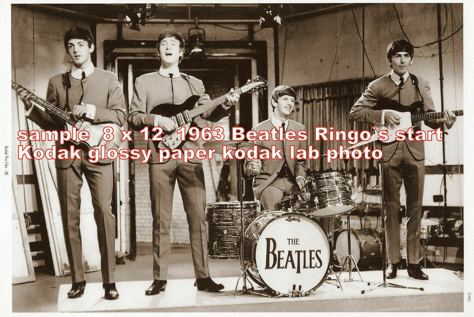 Beatles 1963  8 X 12 Ko-dak Photo Full Bang In Light Suits