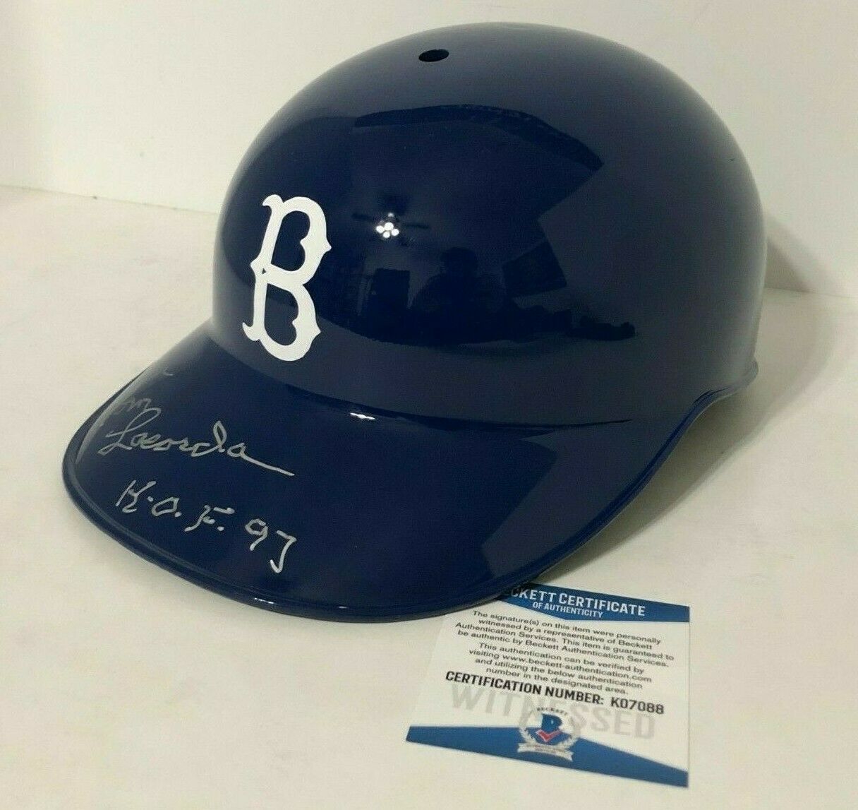 Tommy Lasorda Signed F/s Brooklyn Dodgers Batting Helmet "hof 97" Bas K07088