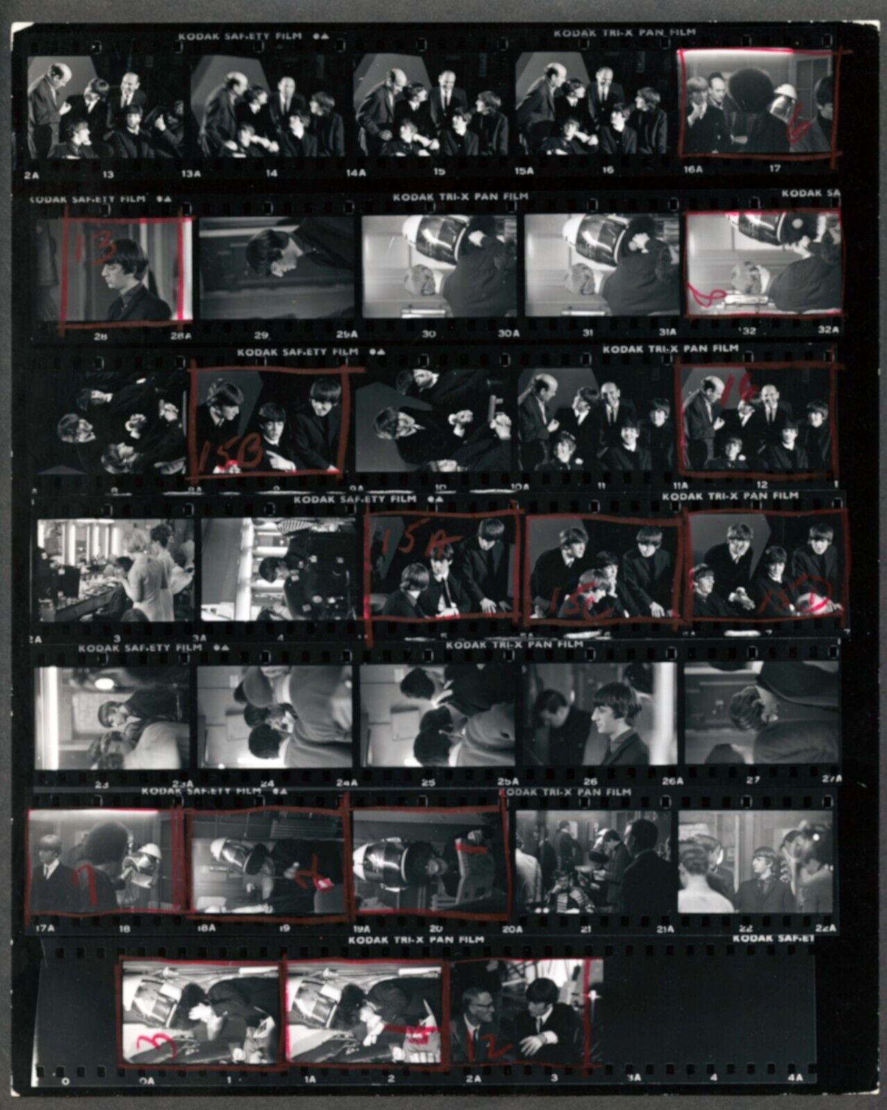 133-beatles Original Press Photo-35mm Contact Sheet-hdn-on Set-globe-1964-dwjp